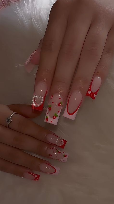 Paznokcie Hello Kitty, Diy Acrylic Nails, Nail Designs Valentines, Cute Acrylic Nail Designs, Classy Acrylic Nails, Acrylic Nails Coffin Pink, Jelly Nails, Unique Acrylic Nails, Nail Sets