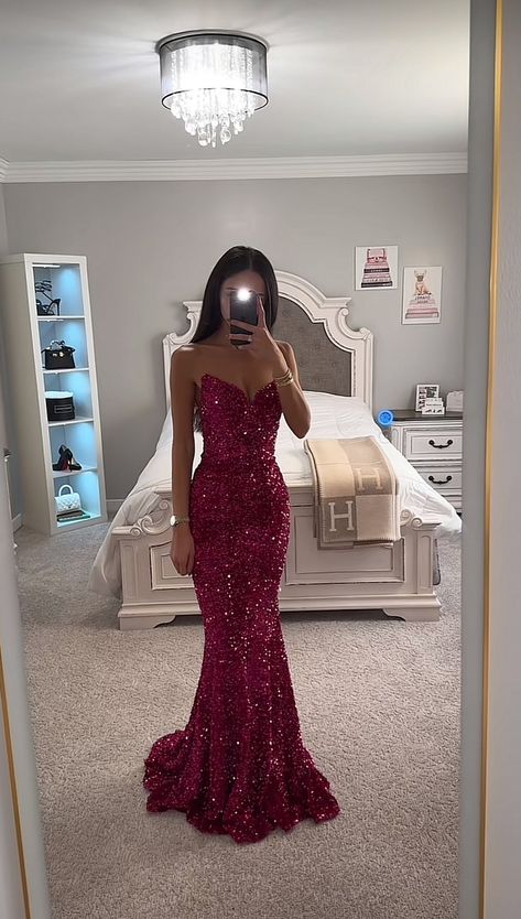 Red Sparkly Formal Dress, Pink Prom Dress Sparkly, Red Grad Dresses, Prom Dresses Red Burgundy, Red Prom Dress Sparkly, Prom Dresses Glitter, Pink Sparkly Prom Dress, Rhinestone Prom Dress, 8th Grade Prom Dresses