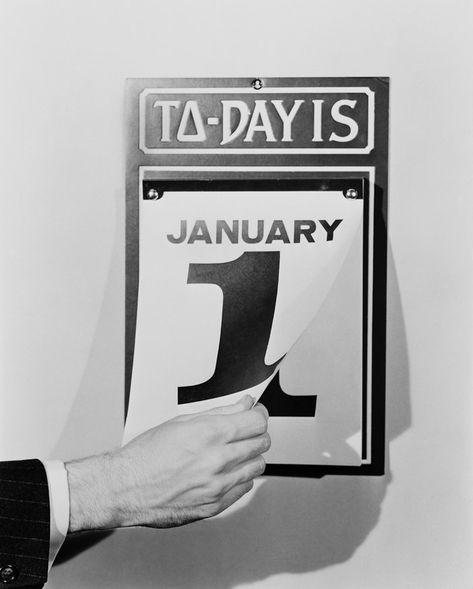 A man's hand tearing January 1 page off of daily wall calendar, circa 1930s Mans Hand, New Years Eve Traditions, Marathon Training Plan, Calendar Date, Male Hands, New Years Day, Training Plan, Photo Puzzle, January 1