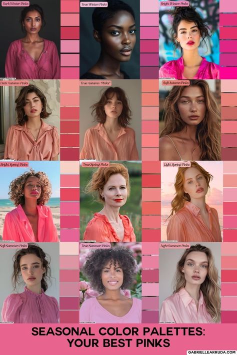 True Bright Color Palette, Deep Spring Color Palette, Soft Spring Color Palette Outfits, Warm Spring Outfit Ideas, Warm Pink Color Palette, Soft Summer Lipstick Colors, Soft Autumn Outfit Ideas, Dark Autumn Lipstick, Autumn Lipstick Colors