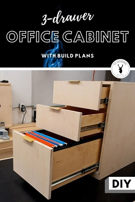 Diy File Drawer In Cabinet, Diy Desk Drawers How To Build, Diy Office Cabinets How To Build, Diy Drawer Cabinet, Cabinet Desk Diy, Install Drawer Slides, Build Drawers, Build A Desk, Desk Build