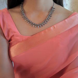 Oxidised Silver Boho Sleek Choker  Necklace - Beatnik Oxidised Jewellery With Saree, Jewellery With Saree, Jewellery For Navratri, Saree Styling Ideas, Oxidised Choker, Black Metal Necklace, Festive Jewellery, Black Metal Jewelry, Neon Jewelry