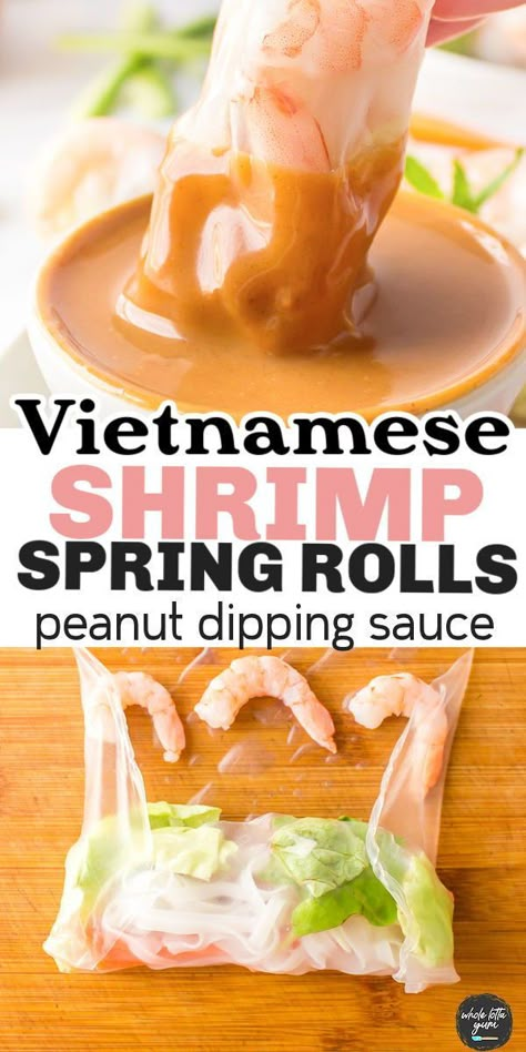 Spring Rolls With Shrimp, Spring Roll Peanut Sauce, Spring Rolls Recipe Shrimp, Peanut Butter Dipping Sauce, Fresh Spring Rolls Recipe, Food Prep For The Week, Vietnamese Shrimp, Homemade Spring Rolls, Spring Roll Sauce