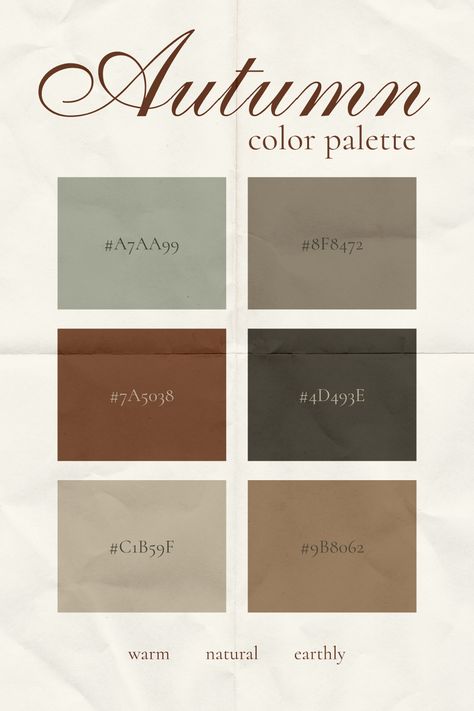 Canva Color Palette Codes Fall, Vintage Logo Color Palette, Muted Fall Color Palette, Muted Autumn Color Palette, Color Palette Muted, Wallpaper Autumn Aesthetic, Premium Color Palette, Color Palette Autumn, Fall Color Pallet