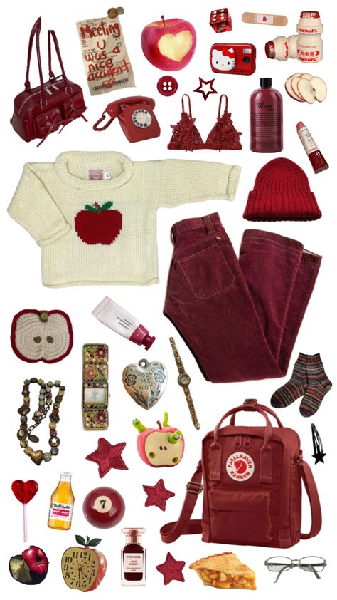 Tags: red apple kidcore whimsy whimsical fruit outfit moodboard kanken vintage thrift Hungry Caterpillar Outfit Aesthetic, Apple Outfit Aesthetic, Apple Core Outfits, Apple Inspired Outfits, Apple Themed Outfit, Fruit Aesthetic Outfit, Applecore Outfit, Apple Aesthetic Outfit, Mabel Pines Inspired Outfits