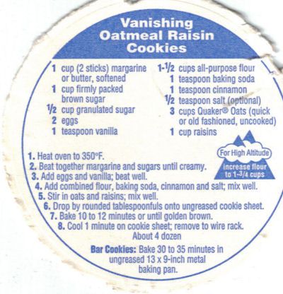 Quaker Oatmeal Raisin Cookies, Quaker Oats Oatmeal Cookies, Vanishing Oatmeal Cookies, Quaker Oatmeal Cookies, Quaker Oats Oatmeal, Cookie Recipes Oatmeal, Vanishing Oatmeal Raisin Cookies, Oatmeal Raisin Cookies Recipe, Raisin Cookies Recipe