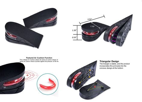 -2 day Prime shipping. Ship by Amazon. -Designed to fit all sizes of shoes  -Featured Air Cushion Function: The U-Shape Air Cushion protects against the pressure on the feet.  -Combine Layers as You Wish: You can control your own height. Find your own height that can help you walk comfortably.  -Concave with Triangular Design: Soles don't slip easily, and you won't feel squeezed. Shoe Lifts, Height Increase, Shoe Insoles, For Free, For Men, Heels, Free Shipping, Quick Saves, Design