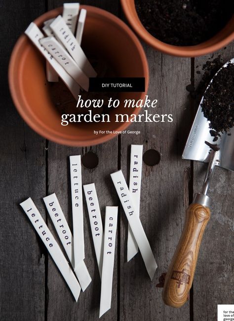 DIY garden markers | For The Love Of George Garden Labels Diy, Plant Markers Diy, Spa Crafts, Garden Markers Diy, Floating Canvas Frame, Diy Marker, Herb Markers, Fruit Names, Garden Tags