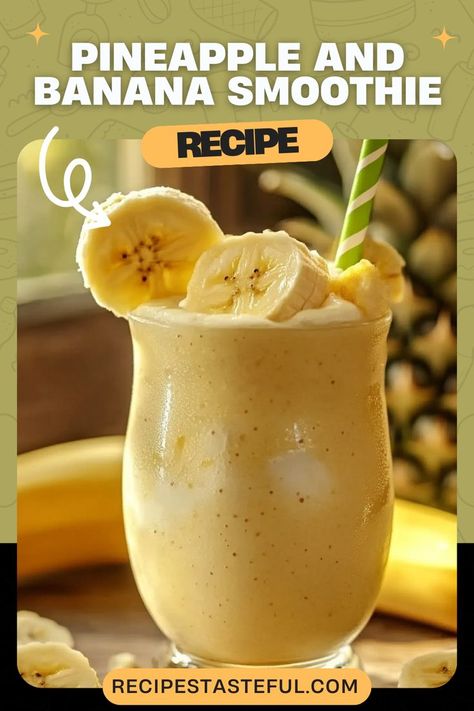 A refreshing and nutritious blend of fresh pineapple, ripe banana, and creamy yogurt, perfect for a quick breakfast or a delightful snack. Banana Pineapple Smoothie, Fresh Pineapple Recipes, Pineapple Banana Smoothie, Plant Based Yogurt, Sweet Smoothies, Creamy Yogurt, Midday Snack, Banana Smoothie Recipe, Creamy Smoothies