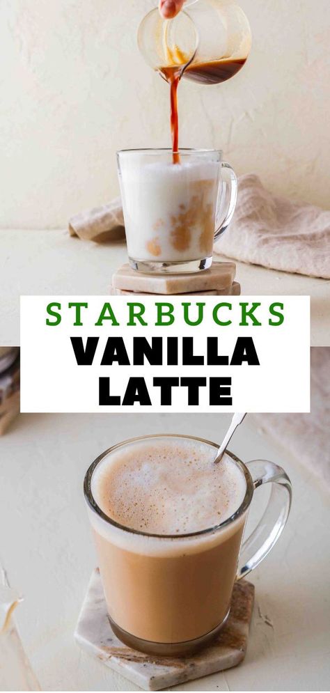 Starbucks Iced Vanilla Latte Recipe, Vanilla Latte Starbucks, Iced Vanilla Latte Recipe, Starbucks Vanilla Latte, Vanilla Iced Coffee Recipe, Coffe Drinks, Starbucks Drink Recipes, Caffeinated Drinks, Iced Vanilla Latte