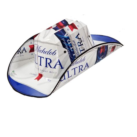 Michelob Ultra Cowboy Hat, Michelob Ultra Party Ideas, Smirnoff Cowboy Hat, Beer Cowboy Hat, Beer Box Cowboy Hat, Beer Box Hat, Michelob Ultra Beer, Cowboy Hat Crafts, Cute Party Ideas