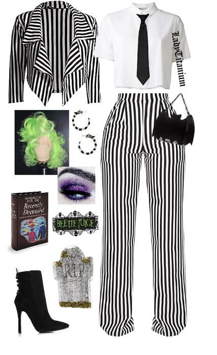 Diy Beetlejuice, Beetlejuice Outfits, Beetlejuice Halloween Costume, Beetlejuice Costume, Beetlejuice Halloween, Halloween Coustumes, Holloween Costume, Diy Kostüm, Mode Tips