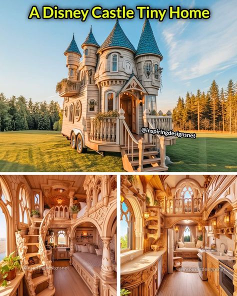 Castle Tiny House, Mini Castle House, Small Castle House Plans, Fairytale House Interior, Tiny Castle, Small Castle, Fairytale Houses, Castle House Design, Fantasy Cottage