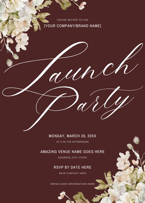 Launch Party Invite Template Bespoke Invitations, Brand Event, Printable Thank You Cards, Brand Assets, Digital Business Card, Invite Template, Launch Party, Party Invite Template, Canva Design