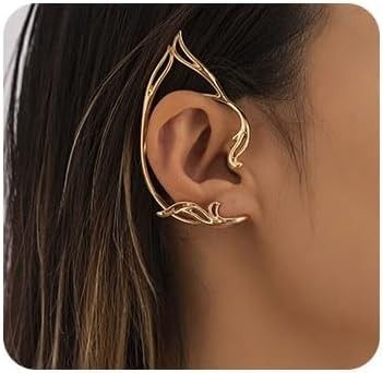 Amazon.com: Cliory Elf Ear Cuff Fairy Ear Cuffs Cosplay Climber Earrings Non Pierced Wraps Fairy Accessories for Women 2Pcs: Clothing, Shoes & Jewelry Earth Fairy Costume, Fire Faerie, Fae Ears, Elf Vibes, Harry Potter Event, Faerie Costume, Halloween Rave, Elf Ear Cuff, Elf Ear