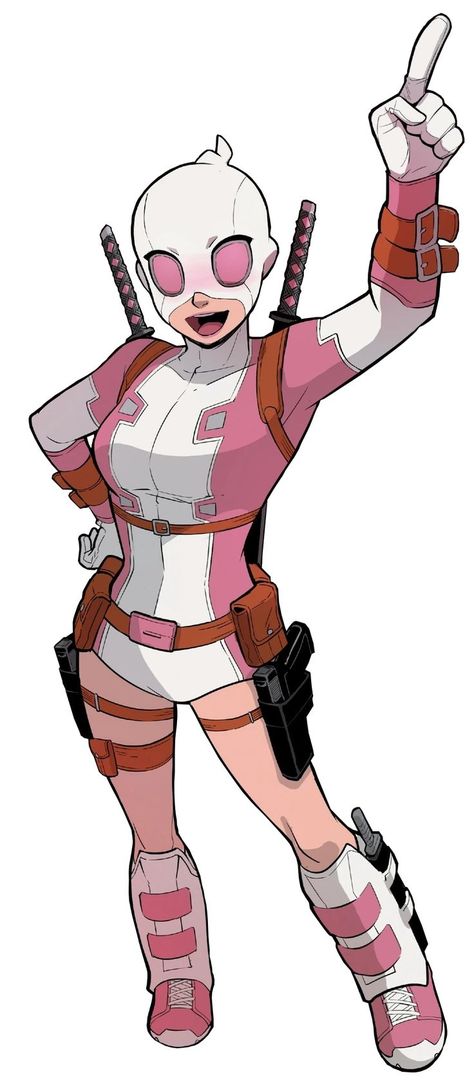 Gwen Poses, Gwenpool Wallpaper, Mha Art Style, My Marvel Academia, Super Suit Design, Spider Man Verse, Cartoon Queen, Gwen Poole, Gwen Pool