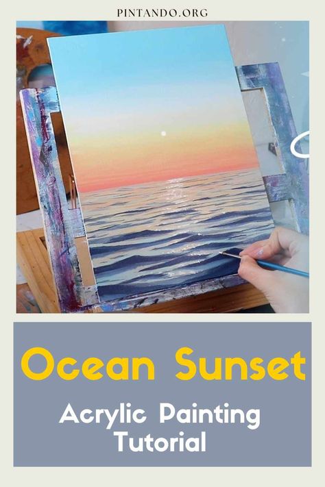 Explore the art of acrylic painting with our step-by-step tutorial led by Emily Mackey Art. Learn the intricate blending techniques to create a serene ocean sunset scene using just four colors. Perfect for all skill levels, this tutorial offers a calming escape, ideal for those seeking a therapeutic activity while spending time indoors. Join us on a creative journey to relax, destress, and immerse yourself in the beauty of painting. Watch the tutorial now and discover Abstract Ocean Painting Tutorial, Painting Sunsets, Sunset Ocean Painting, Sunset Acrylic Painting, Abstract Ocean Painting, Sunset Acrylic, Sunset Painting Acrylic, Blending Techniques, Paint With Acrylics