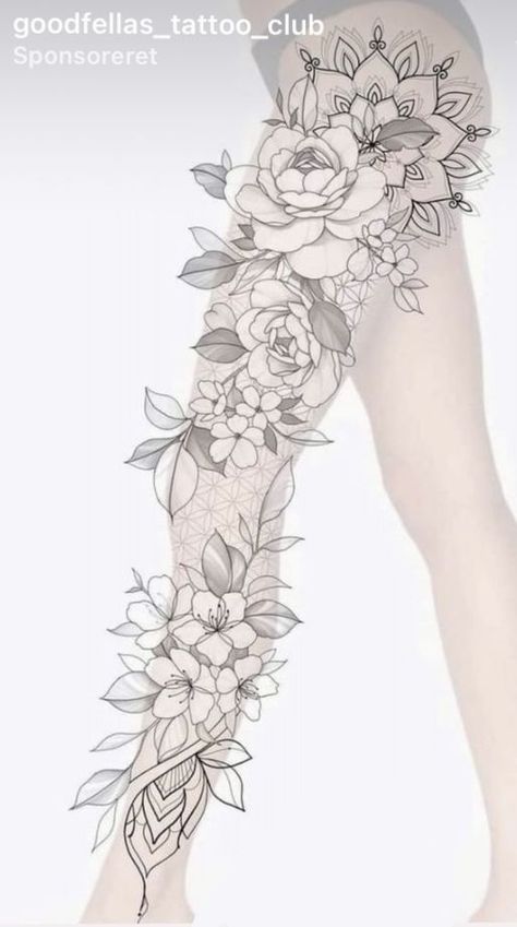 #tattoo, #tattoos, #inked, #tattooart, #tattooedwomen, #tattooedguys, #tattooinspiration, #tattooideas, #tattooworldwide, #tattoosociety, #InkLaughs, and #TattooFails​ Leg Sleeve Tattoo Designs For Women, Flowers Leg Tattoo Design, Flower Tattoos For Women Leg, Leg Sleeve Floral, Floral Leg Sleeve Tattoo Women, Tattoo Pattern For Women, Flower Leg Sleeve Tattoo, Flower Leg Sleeve, Floral Leg Sleeve Tattoo