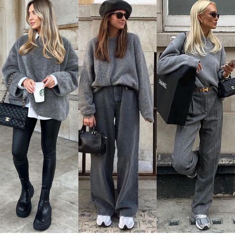 Grey Jumper Outfit, Grey Trousers Outfit, Grey Outfits, Grey Sweater Outfit, Comfy Fall Outfits, Chique Outfit, Jumper Outfit, Fall Outfits For Work, Autumn Outfit