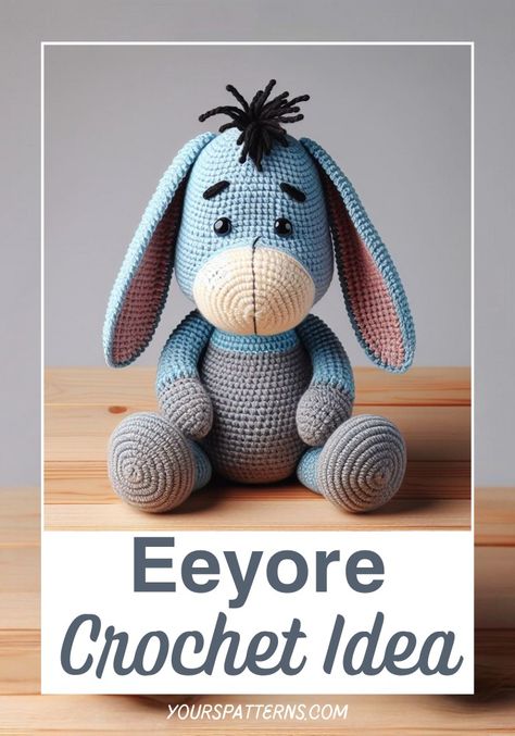 Crochet Eeyore Amigurumi Amigurumi Eeyore Free Pattern, Eyore Crochet Pattern, Crochet Eeyore Pattern Free, Eeyore Crochet Pattern Free, Eeyore Amigurumi, Eeyore Crochet, Crochet Eeyore, 5 Day Diet, Crochet Bag Pattern Tote