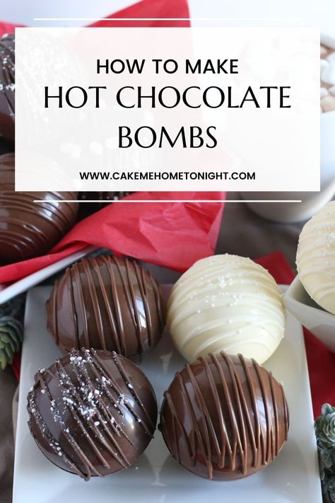 Hot Chocolate Bombs are all the rage for the holidays! Hot chocolate mix and mini marshmallows encased in a chocolate shell. Simply heat your favorite milk, drop it in, and watch the magic happen! In this Baking Tips post, I will share with you how to make hot chocolate bombs. Cake Me Home Tonight, Mint Chocolate Candy, Andes Mint Chocolate, Bomb Cake, Caramel Ingredients, American Buttercream, Hot Cocoa Bomb, Hot Chocolate Bomb, Hot Chocolate Gifts