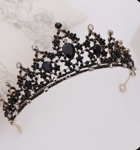 Prom Headband, Black Tiara, Masquerade Wedding, Crystal Crown Wedding, Bride Headband, Bride Tiara, Princess Jewelry, Black Bridal, Black Crown