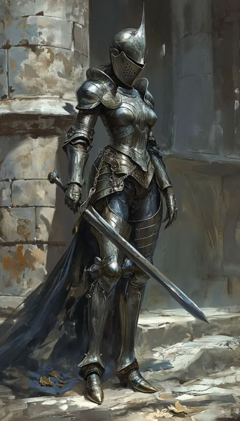 Pose For Painting, Female Medieval Armor, Knight Armor Female, Female Armor Art, Knight Woman Art, Female In Armor, Woman Knight Art, Woman In Armour, Knight Armor Art