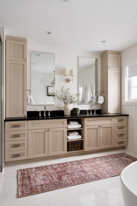 Bathroom vanity with linen cabinet