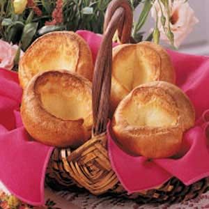 Popovers for Two Recipe -THIS RECIPE has been handed down through my family, and I've had it for almost 50 years.    My husband and I especially like these popovers for a late breakfast or brunch, but they're great with soup or salad. Simply served with butter and honey, they're delicious anytime. -Alpha Wilson, Roswell, New Mexico Homey Meal, Food For 2, Food For Two, Small Batch Cooking, Popover Recipe, Food For One, Recipes For 2, Meals For 2, Recipe For 1