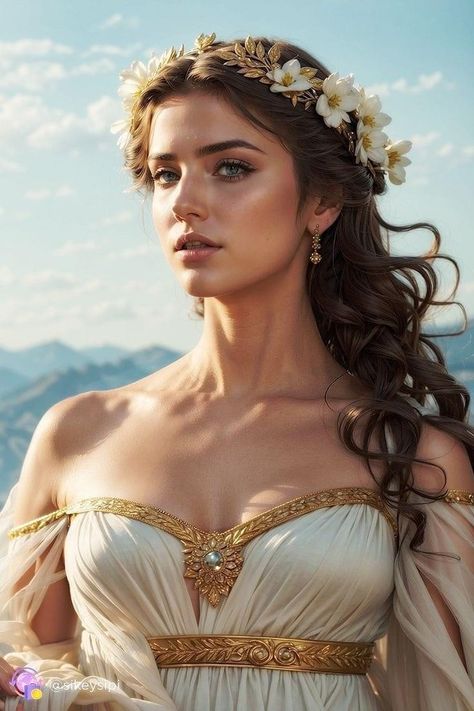 Greek Goddess Art Aphrodite, Helen Of Troy Art, Aphrodite Goddess Costume, Greek Hairstyles Goddess, Greek Fashion Modern, Helena Of Troy, Egyptian Goddess Dress, Aphrodite Greek Goddess, Sea Backdrop