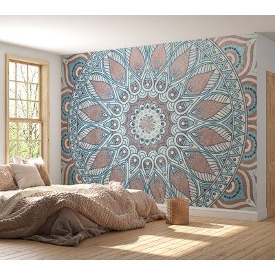 Introducing our stunning Mandala Wall Mural - the perfect addition to elevate your home décor! Crafted with intricate and delicate details, this mural will transform any room into a serene oasis. The mandala design symbolizes balance and harmony, making it the ideal accent piece for any space that needs a touch of tranquility. Self-adhesive Wall Murals are easy to install and saves you both time and money. With this Mandala Wall Mural you can create a space reflecting your own unique personal ta Yoga Mural Wall, Healing Room Decor, Moroccan Decor Bedroom, Wallpaper Vinyl, Mandala Wall Decor, Wallpaper For Home, Mandala Wallpaper, Design Mandala, Mandala Wall