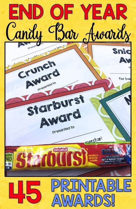 End of Year gifts for students are easy, affordable, and fun with these printable End of Year Awards! Candy Bar Awards are perfect for elementary, middle school, and high school students. Teachers, use these ideas for fun end of year activities in your classroom during this hectic time of year. Click through to see the list of Candy Bar Awards! Countdown To Summer Activities, Candy Awards, Classroom Certificates, Awards For Students, List Of Candy, Candy Bar Awards, End Of The Year Celebration, End Of Year Awards, Countdown To Summer