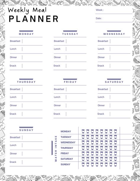 Weekly Meal Planner - 2024 . #Meal_Prep_Journal_Layout #Schedule_Journal #Planner_Schedule #Homemade_Facial_Mask Meal Prep Journal Layout, Journal Types, Schedule Journal, Planner Horizontal Layout, Aesthetic Planners, Diet Journal, Weekly Meal Planner Template, Goal Charts, Planner Schedule