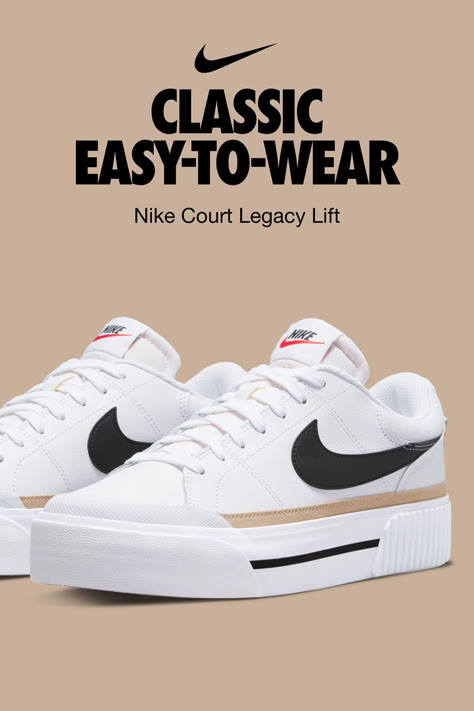 Nike Court Legacy Lift delivers a bold statement on top of the classic, easy-to-wear design. Shop Nike.com Casual Statement Outfit, Nike Legacy Court, Adidas Shoes Outfit, Nike Court Legacy Lift, Court Legacy Lift, Nike Shoes Women Fashion, Nike Court Legacy, Shoes Outfit Fashion, Cute Nike Shoes