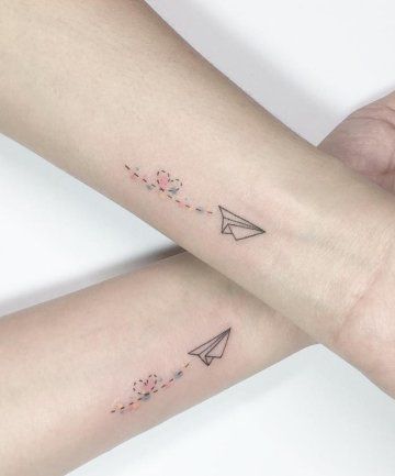 33 Best Friend Tattoos - Matching Tattoo Ideas for Your BFF Friend Tats, Matching Friendship Tattoos, Bestie Tats, Bff Tats, Matching Bff Tattoos, Best Friend Tattoo, Bestie Tattoos, Matching Bff, Plane Tattoo