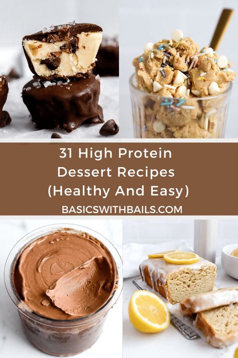 31 High Protein Dessert Recipes (Healthy And Easy) Protein Rich Desserts Low Carb, Protein Dessert Ideas, Healthy Protein Packed Desserts, Dairy Free Protein Desserts, Healthy Protein Sweet Treats, Best Protein Desserts, Meal Prep Dessert Healthy, Dessert Recipes Protein, Desserts On A Diet