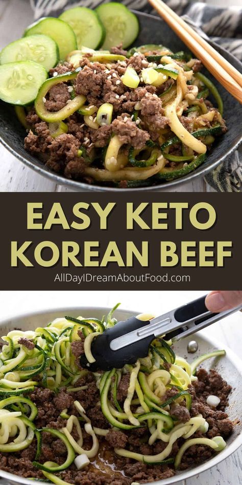 This easy Keto Korean Beef is so full of flavor, your tastebuds will sing. It's a delicious way to serve zucchini noodles, and using ground beef makes it extra fast and easy. Beef With Zucchini, Keto Korean Beef, Keto Korean, Keto Beef Recipes, Boiled Egg Diet Plan, Korean Beef, Diet Breakfast Recipes, Ground Beef Recipes For Dinner, Low Carb Diet Recipes