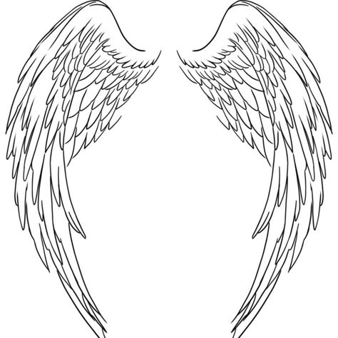 Angel Wings Coloring Pages, Angel Wings Sketch Pencil, Realistic Wings Drawing, Art Reference Wings, Wings Angel Drawing, Angel Wing Sketch, Angel With Wings Drawing, Angle Wings Draw, Wing Tattoo Outline