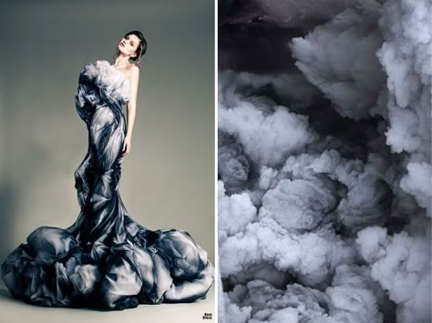 Fashion Inspired By Nature: Russian Artist Compares Famous Dresses And Landscapes | DeMilked Fashion Inspired By Nature, Nature Inspired Fashion, Famous Dress, Fashion Designers Famous, Shaggy Bob, Fashion Nature, Nature Fashion, Nature Dress, Ad Fashion