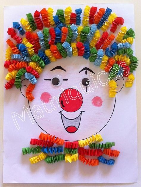 Clown Crafts, Thema Circus, Circus Crafts, Carnival Crafts, Summer Crafts For Kids, Childrens Crafts, Kirigami, Preschool Art, Paper Plate