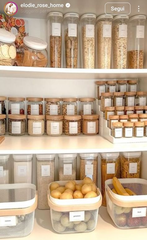 Pantry Pasta Organization, Aesthetic Kitchen Pantry, Home Decor Ideas Pantry, Pantry Organization Home Edit, Pantry Cupboard Organization Ideas, Pantry Food Storage Ideas, Pantry And Utility Room Combo, Tall Pantry Cabinet Organization, Home Organization Ideas Living Room