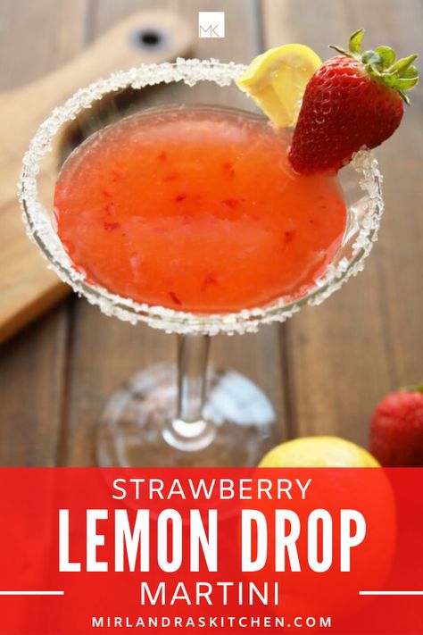 Strawberry Lemon Drop Martini, Strawberry Lemon Drop, Summer Party Drink, Strawberry Martini, Cocktail Summer, Lemon Drop Martini, Lemon Drops, Fruit Strawberry, Refreshing Summer Cocktails