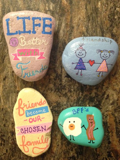 Painted rocks friendship rocks #teamtanyarocks Painted Friendship Rocks, Friendship Rock Painting Ideas, Rock Painting Friendship, Friendship Stones, Positive Rocks, Big Sis Lil Sis Gifts, Summer Rock Painting Ideas, Rock Painting For Kids, Summer Rock Painting