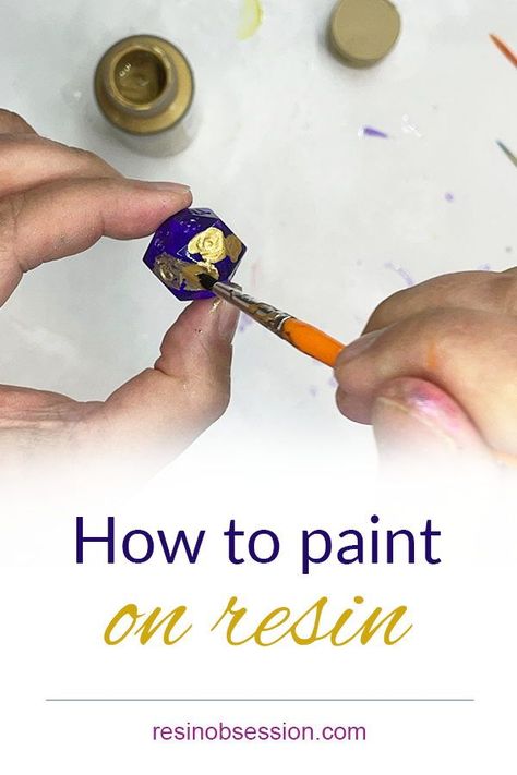 Learn the technique to painting on resin. . . . . #resin #resinobsession Coloring Uv Resin, How To Paint With Resin, How To Paint On Resin, Diy Epoxy Jewelry, Resin Dice Making, Uv Resin Techniques, Resin Coloring Techniques, Resin Drawing, Paint On Resin