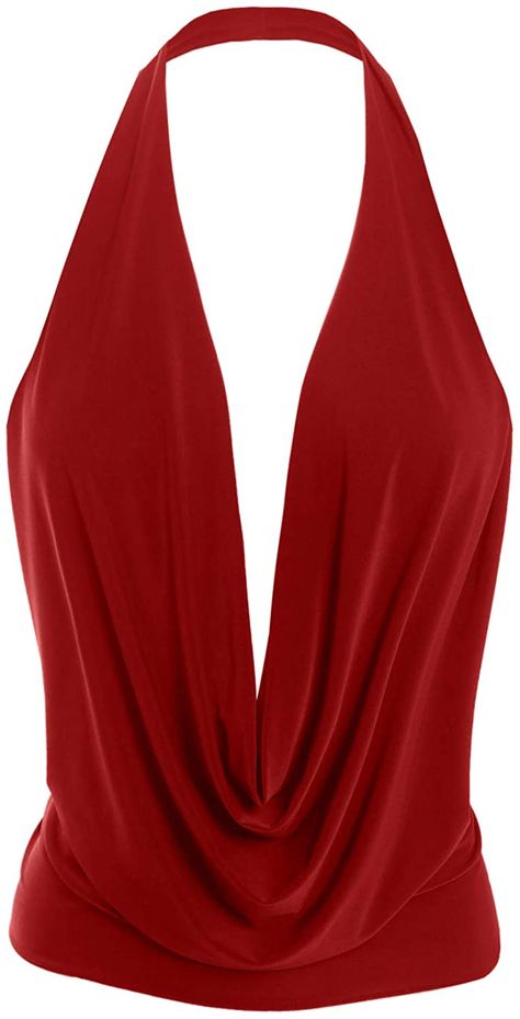 Womens Lightweight Sexy Low Cut Halter Tunic Top with Stretch, Made in USA at Amazon Women’s Clothing store Low Cut Halter Top, Outfit Hijab Ideas, Y2k Outfits Aesthetic, Outfit Hoodie, Low Cut Dresses, Low Cut Top, Y2k Outfits, Cowl Neckline, Western Dresses