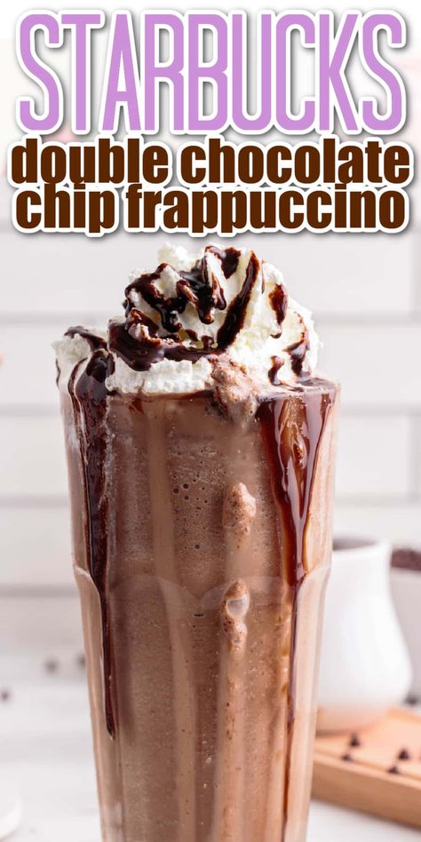 Starbucks Chocolate Frappuccino, Chocolate Frappuccino Recipe, Double Chocolate Chip Frappuccino, Frappe Drinks, Frappe Recipes, Drink To Make At Home, Chocolate Chip Frappe, Starbucks Chocolate, Sweet Tooth Craving