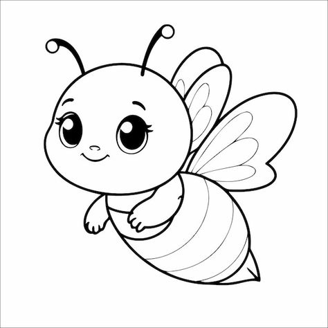 Vector cute bee coloring page for kids | Premium Vector #Freepik #vector #sketch #day #childhood #merry Bee Coloring Page, A4 Size Paper Border Design Flower, Kids Colouring Printables, Bee Coloring, Easy Coloring Pages For Kids, Bag Drawing, Coloring Pages Easy, Bee Coloring Pages, Free Kids Coloring Pages