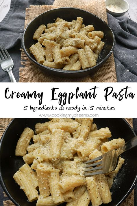 Eggplant Recipes With Pasta, Roasted Eggplant Pasta Sauce, Eggplant Alfredo Recipes, Ivory Eggplant Recipes, Eggplant Ricotta Pasta, Eggplant Pasta Sauce Recipe, Vegan Eggplant Pasta Recipes, Aubergine Pasta Sauce, Dinner Ideas With Eggplant