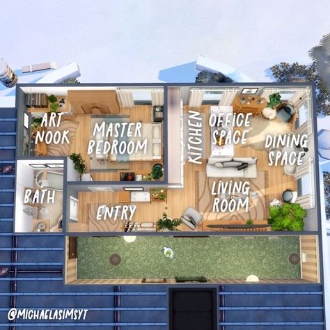 Ts4 Apartment Plan, Sims 4 San Myshuno Apartment Ideas, Sims 4 Small Apartment Floor Plans, Sims 4 First Apartment, Sims 4 21 Chic Street, Sims San Myshuno, San Myshuno Apartments Layout, Sims 4 Floorplan Apartments, Sims 4 San Myshuno Apartment Layout