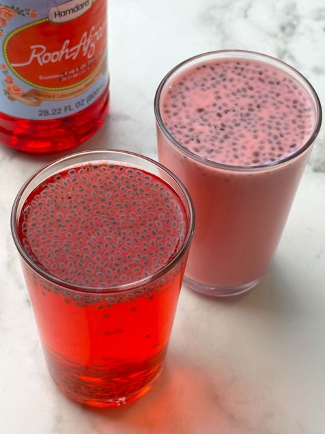 Rooh Afza, Soak Chia Seeds, Rose Flavored, Syrup Bottle, Popular Drinks, Veggie Delight, Chaat Masala, Flavored Syrup, Cardamom Powder